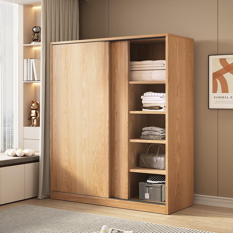 衣柜家用卧室小户型简易原木风柜子推拉门出租房屋用实木挂健之章