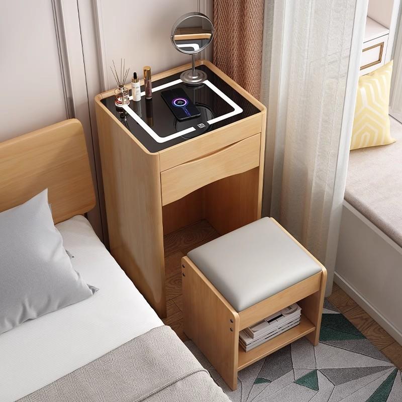 卧室梳妆台简约迷你带无线充多功能床头收纳柜一体小户型化妆桌