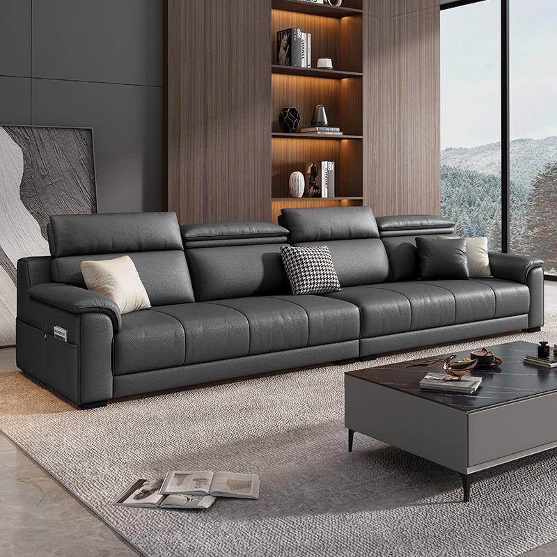 功能极简新款钢琴键真皮沙发客厅小户型北欧简约现代直排轻奢三人