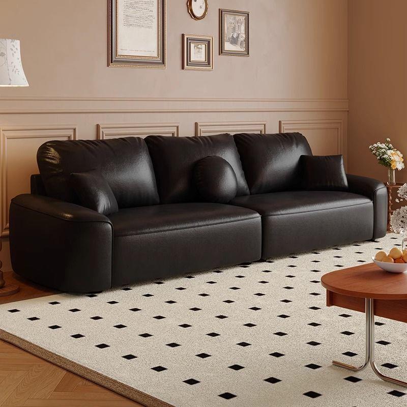 复古风猫抓油蜡皮沙发小户型客厅家用轻奢极简高级直排豆腐块沙发