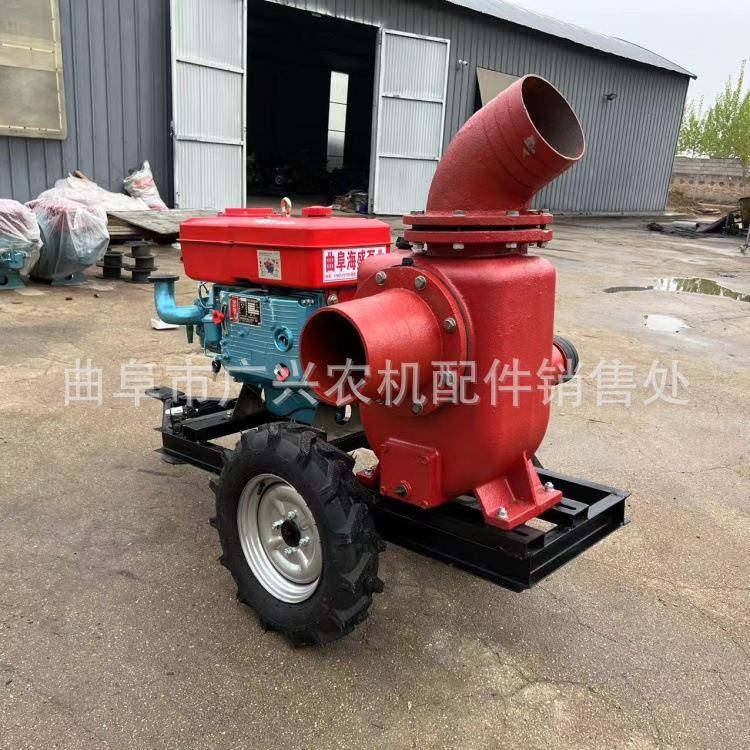扬程20米柴油自吸抽水泵6寸便携式市政户外抽水泵拖车款水田排水