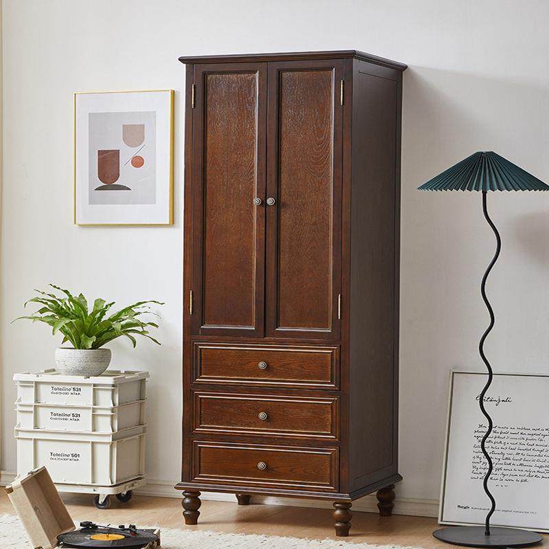 美式全实木衣柜简约现代储物柜客厅收纳衣柜家用卧室小衣橱经新款