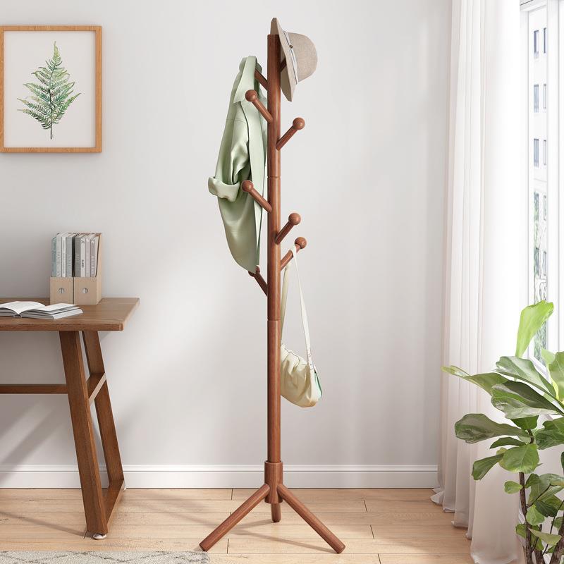 实木衣架落地衣帽架卧室家用挂衣架简约现代客厅立式简易衣服架子