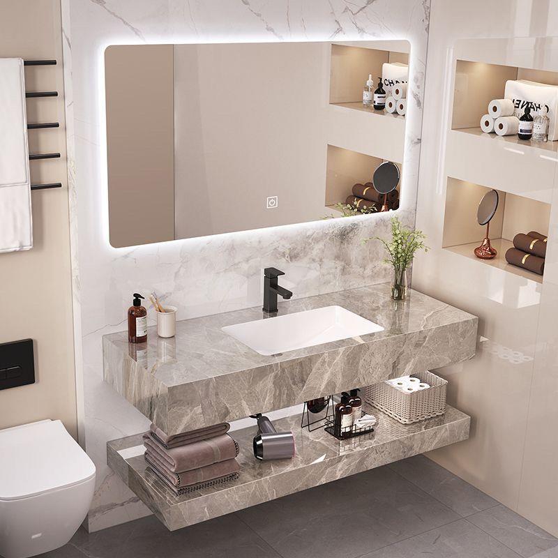 岩板无缝拼接陶瓷一体盆浴室柜组合卫生间洗漱台洗手台洗脸池台盆