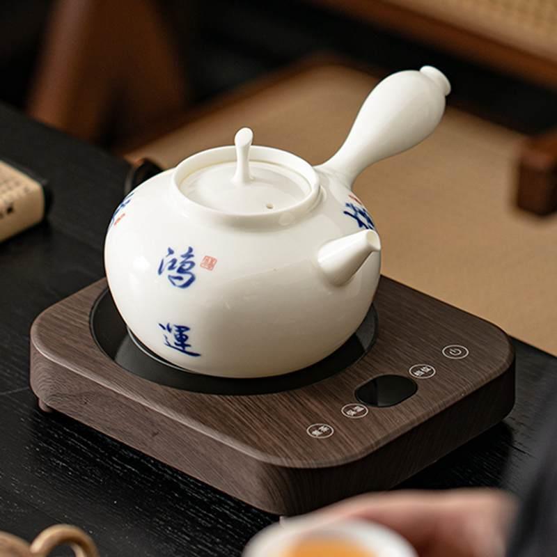 羊脂玉白瓷煮水跳盖陶瓷烧水壶家用泡茶砂铫煮茶器电陶炉茶具套装