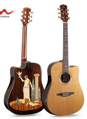 25周年民谣吉他传音纪念版全单红松单板吉他