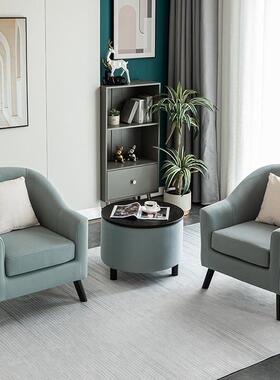 沙发单人轻奢科技布懒人椅子小户型卧室客厅北欧躺椅实木简约现代