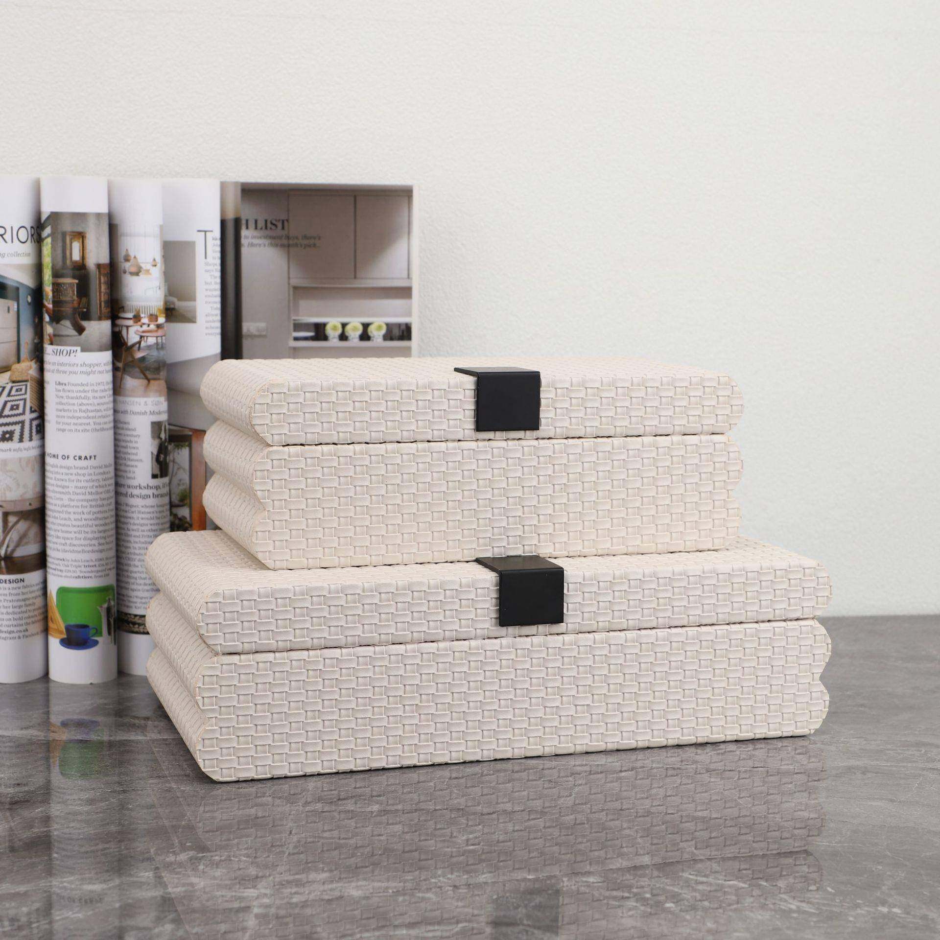 现代简约木质收纳盒样板房办公室卧室书房客厅桌面玄关工艺品摆件