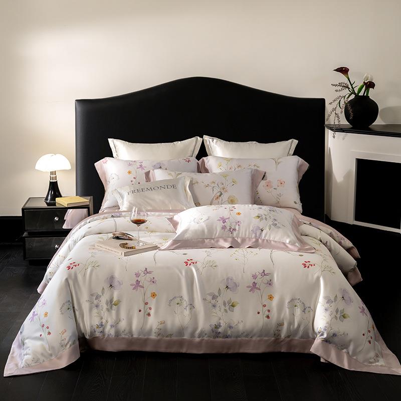 夏季沁凉天丝丨丝滑凉感60支LF兰精天丝四件套美式数码花卉套件