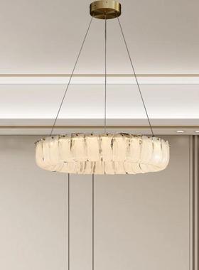 意式极简客厅吊灯现代简约轻奢大气家用高端圆形水晶餐厅卧室灯具