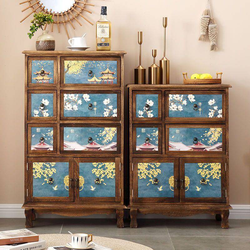 美式实木复古做旧床头柜抽屉式简易储物小柜子收纳柜卧室整理斗柜