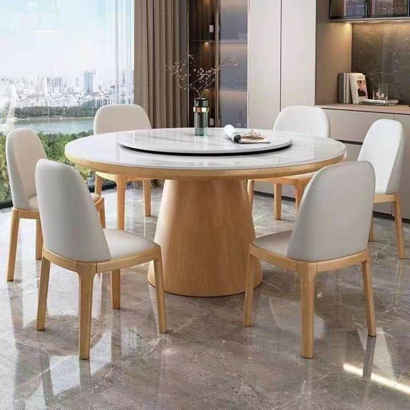 高端实木岩板圆桌餐桌椅组合家用北欧轻奢现代简约圆形饭桌,3C数码配件,USB灯,淘宝优惠券,粉丝福利购,淘宝优惠卷