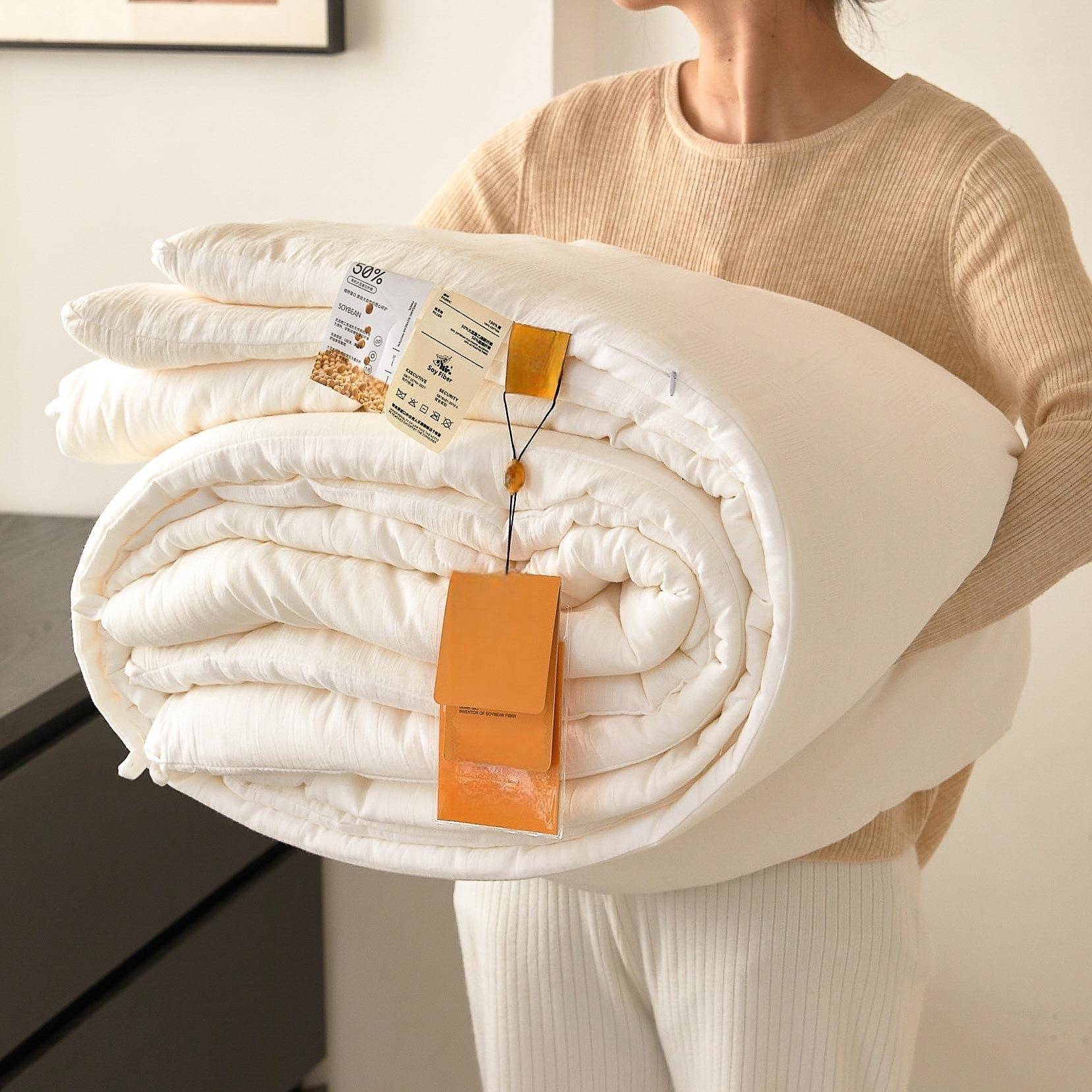 A类母婴级全棉50%大豆纤维冬被四季被纯棉夏被春秋被加厚保暖被芯