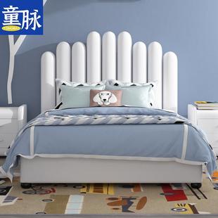 BBM609 1儿童床男孩汽车床轻奢现代实木真皮床青少年单人床男童软