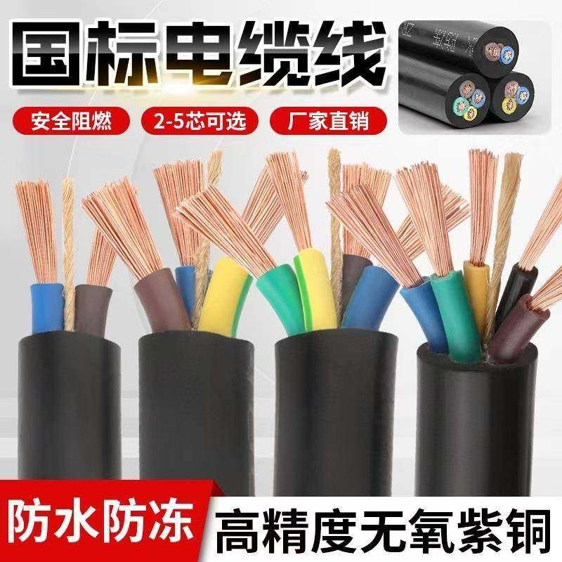 RVV电缆纯铜芯护套线防冻电缆线100米2/3/4/6芯多平方三相电源线