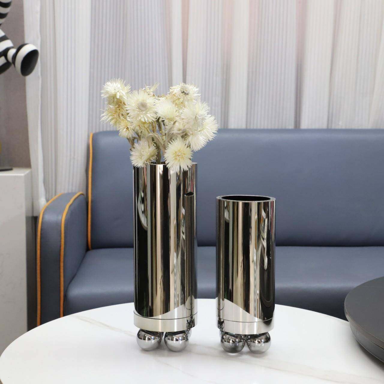 现代简约银色圆筒玻璃花器摆件卧室玄关电视柜茶几样板房家居饰品,基础建材,脚轮/万向轮,淘宝优惠券,粉丝福利购,淘宝优惠卷