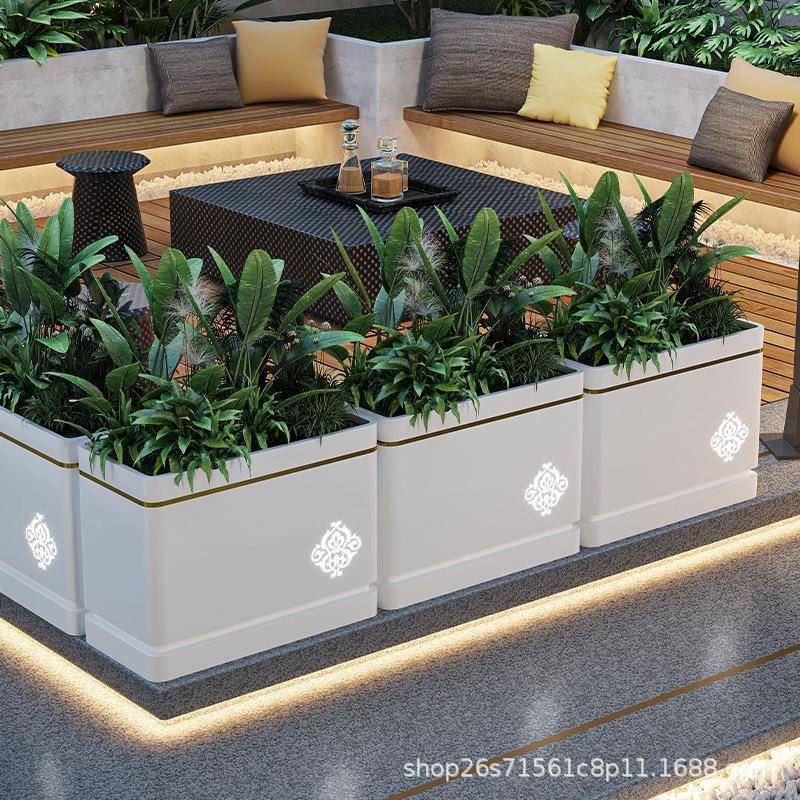 户外花箱组合售楼部造景花槽隔断镀锌钢花坛室外不锈钢生产绿植