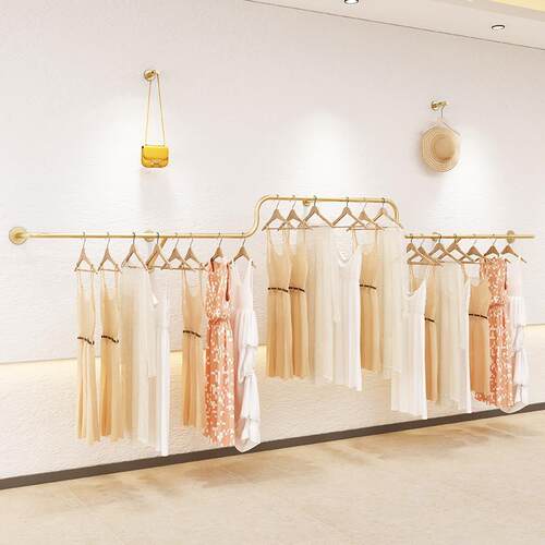 服装店展示架上墙壁挂式货架韩系女装店装修设计服装店衣架陈列架