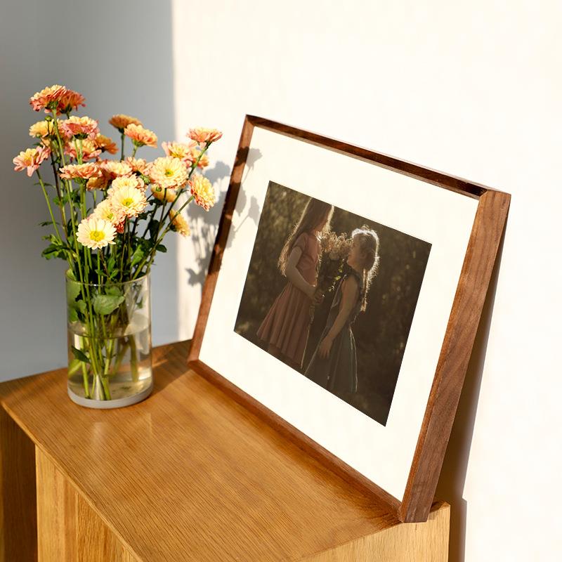 画框装裱美式榫卯相框挂墙装饰A34K20寸任意尺寸黑胡桃实木质