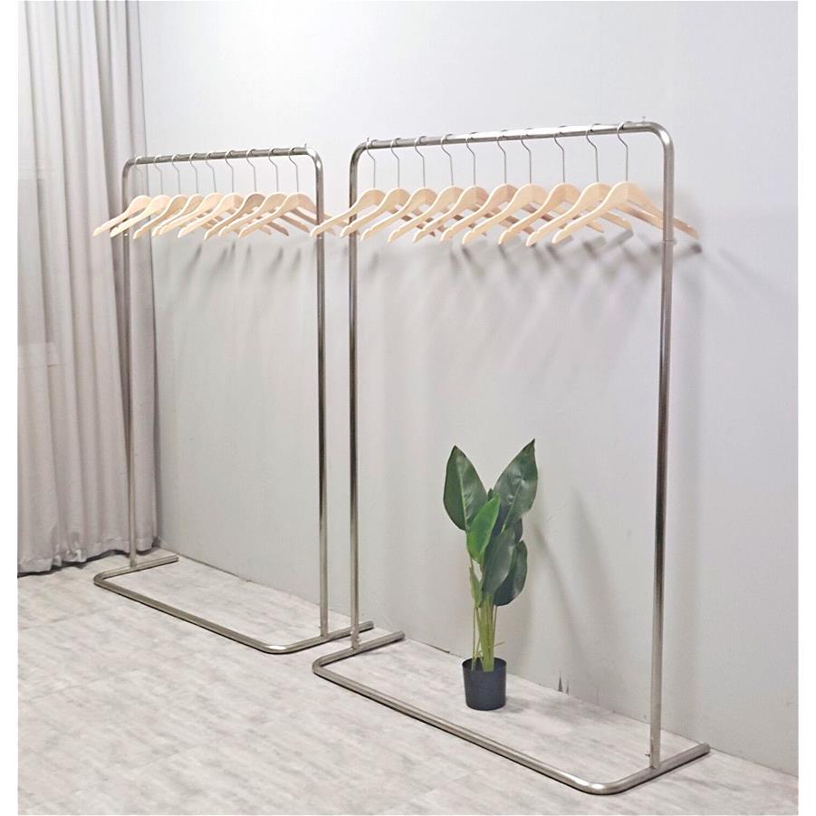 服装店展示架落地式轻奢风挂衣架银色女装货架不锈钢拉丝衣服架子