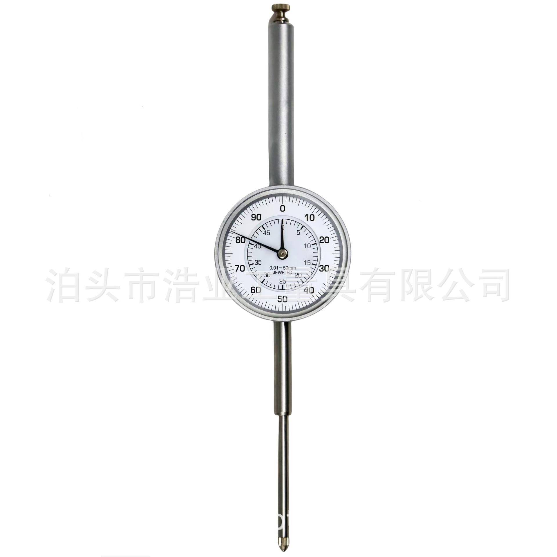 0-50mm指示表分度值0.01长针百分表加长杆大量程指针式百分表