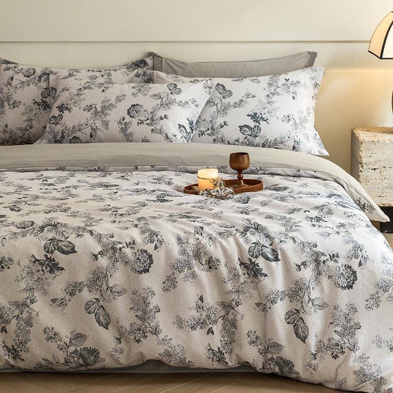 秋冬A类母婴级纯棉磨毛四件套复古全棉加厚保暖床单被套床上用品