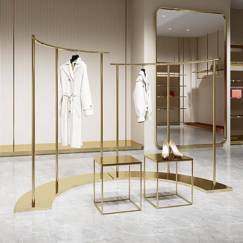 服装店展示架挂衣服架子不锈钢挂衣服架子女装店中岛陈列货