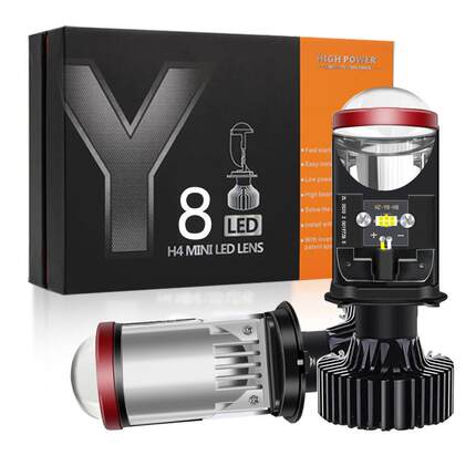 Y8汽车led大灯远近光前大灯迷你小透镜超亮聚光led灯改装