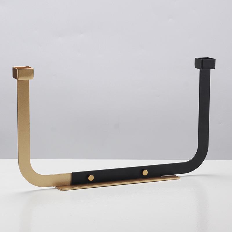 简约现代样板房餐厅桌面创意轻奢软装饰品欧式金属拼接蜡烛台摆件