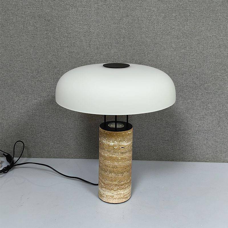 北欧简约现代洞石台灯设计师客厅书房卧室床头灯蘑菇玻璃装饰艺术