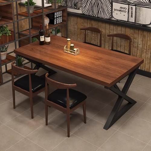 餐桌椅组合快餐店饭桌餐饮商用小吃店长条桌工业风酒吧烧烤店桌子