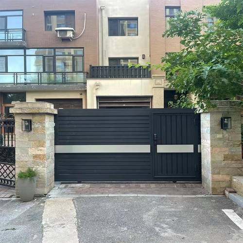 电动院子门双开门铝艺家用乡村户外别墅庭院大门花园不锈钢平移门