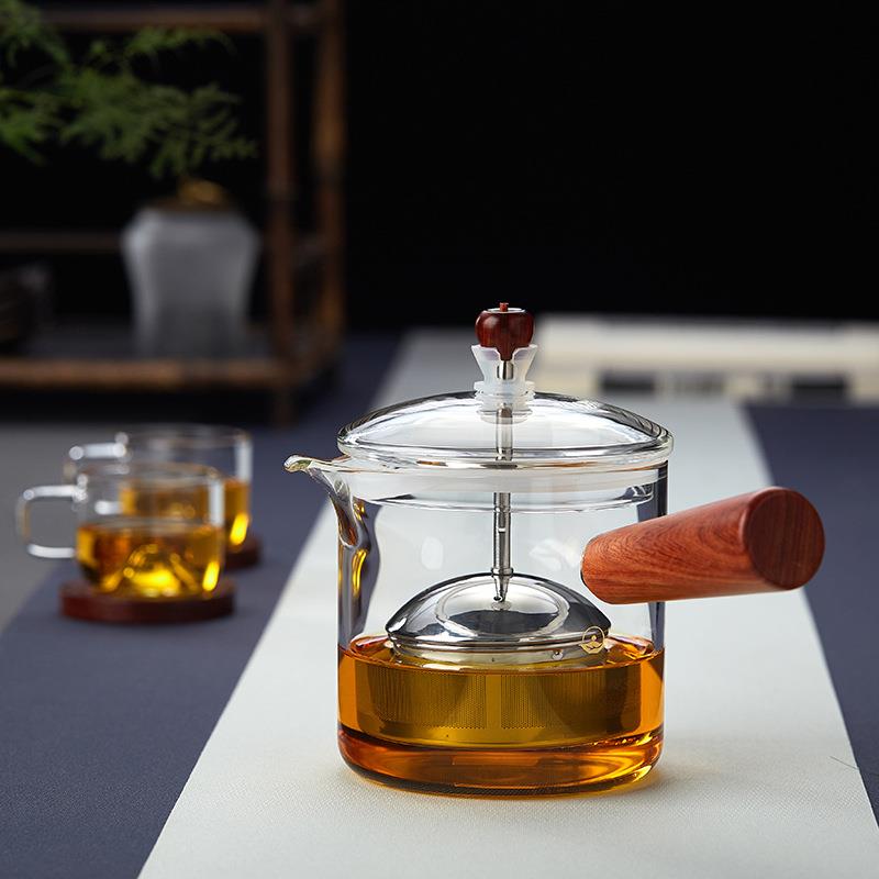新羽玻璃茶壶可提拉不锈钢内胆煮茶器实木侧把泡茶壶电陶炉煮茶壶