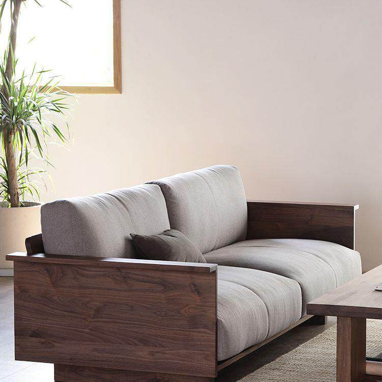 北欧黑胡桃木全实木沙发小户型现代简约日式轻奢型三人位客厅家具