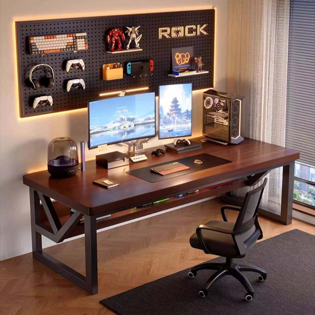 实木电脑桌台式家用电竞桌椅桌子工作台长方形卧室书桌简约办公桌