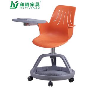 培训椅带写字板转椅会议椅便捷圆盘脚架书架钢塑硬座椅子办公椅
