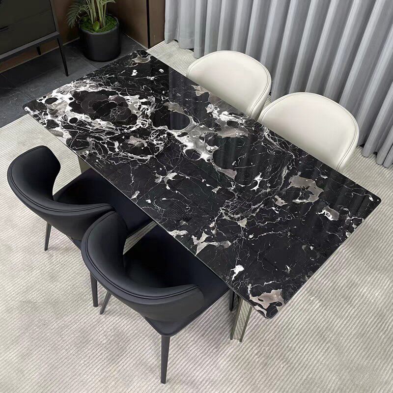 2025新款轻奢天然大理石餐桌长方形家用餐桌椅组合高级感奢石餐桌