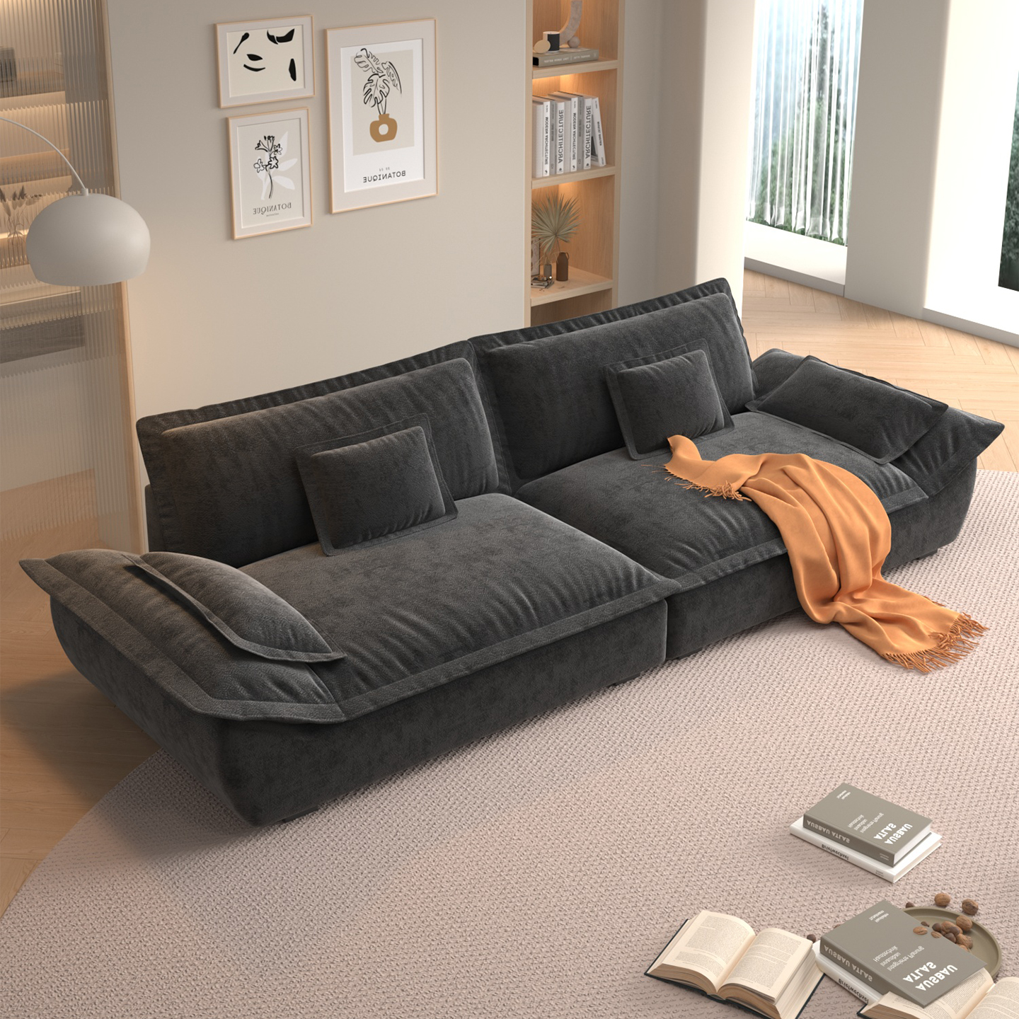 意式极简雪尼尔直排帆船沙发家用客厅现代简约大小户型可拆洗沙发