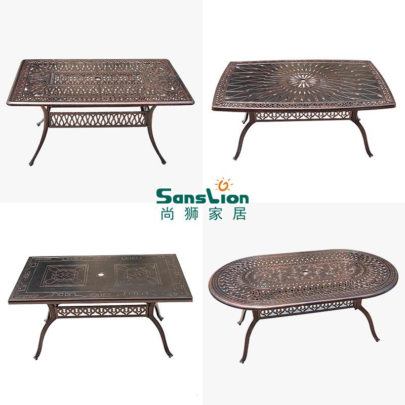 欧式户外休闲桌酒店铸铝桌室外阳台防水压铸雕花露天铸铝桌椅组合