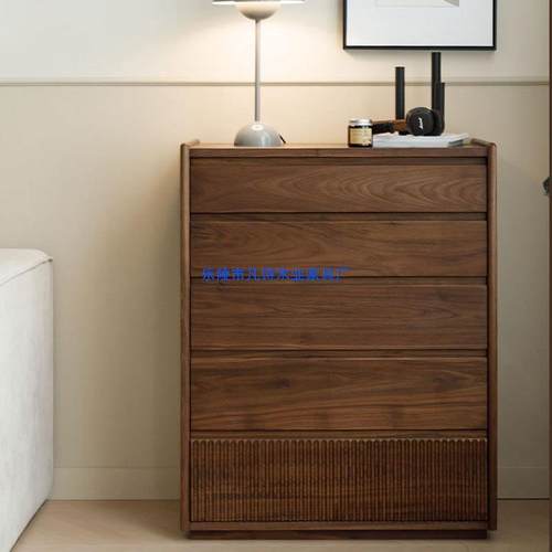 北美黑胡桃五斗柜纯实木客厅收纳储物边柜北欧简约落地卧室抽屉柜