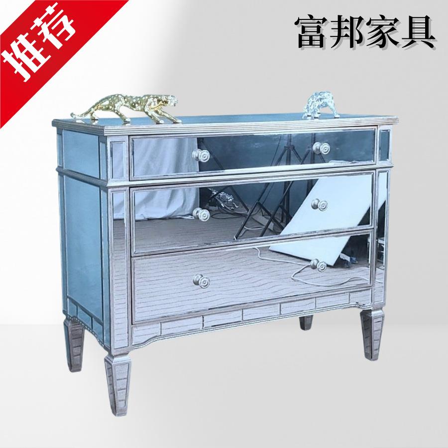欧式轻奢镜面家具大三抽玄关柜台多功能储物柜镜面餐边柜电视柜