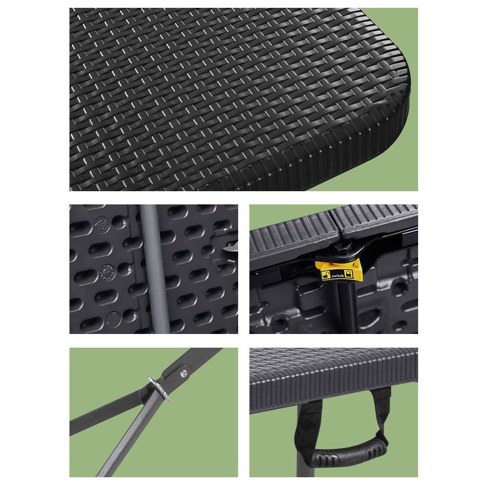 ft户外餐桌椅庭院桌子防水便携塑料花园长方形桌摆摊藤编折叠桌