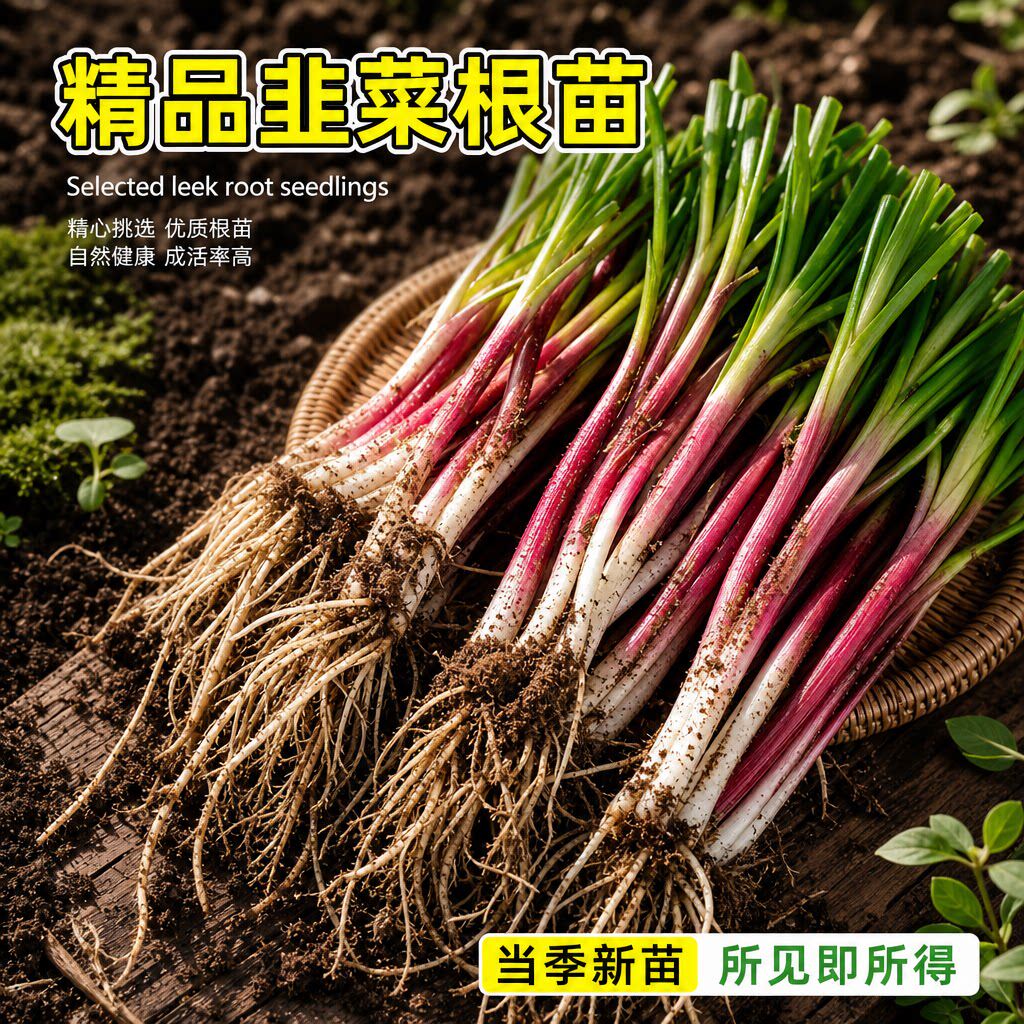 老品种紫根四季可种韭菜根苗