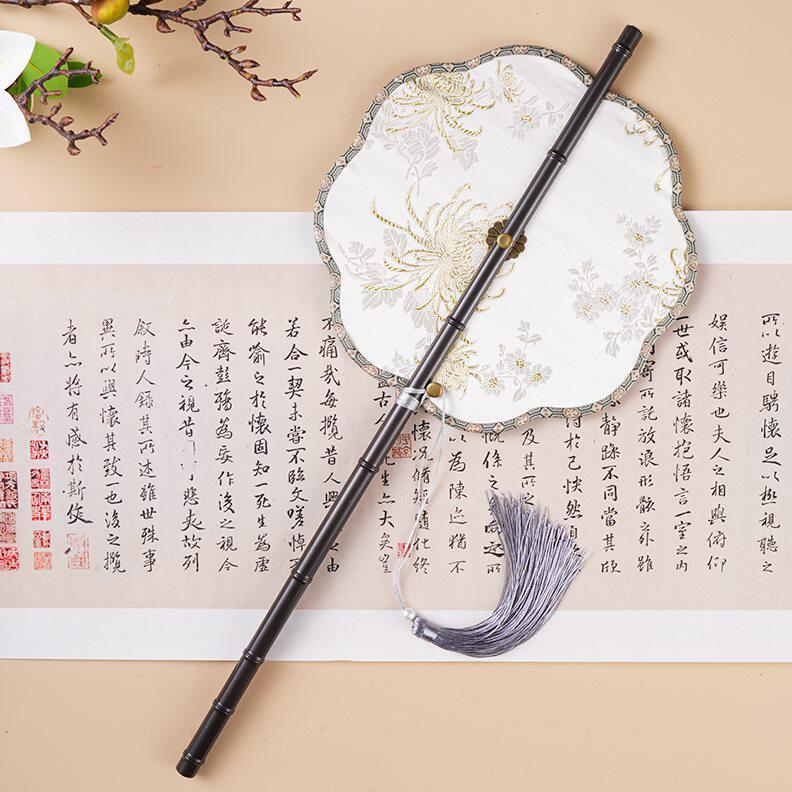 古风挂汉服便携流苏扇紫竹彼岸花中国风长卷可腰曲折扇扇子腰团扇