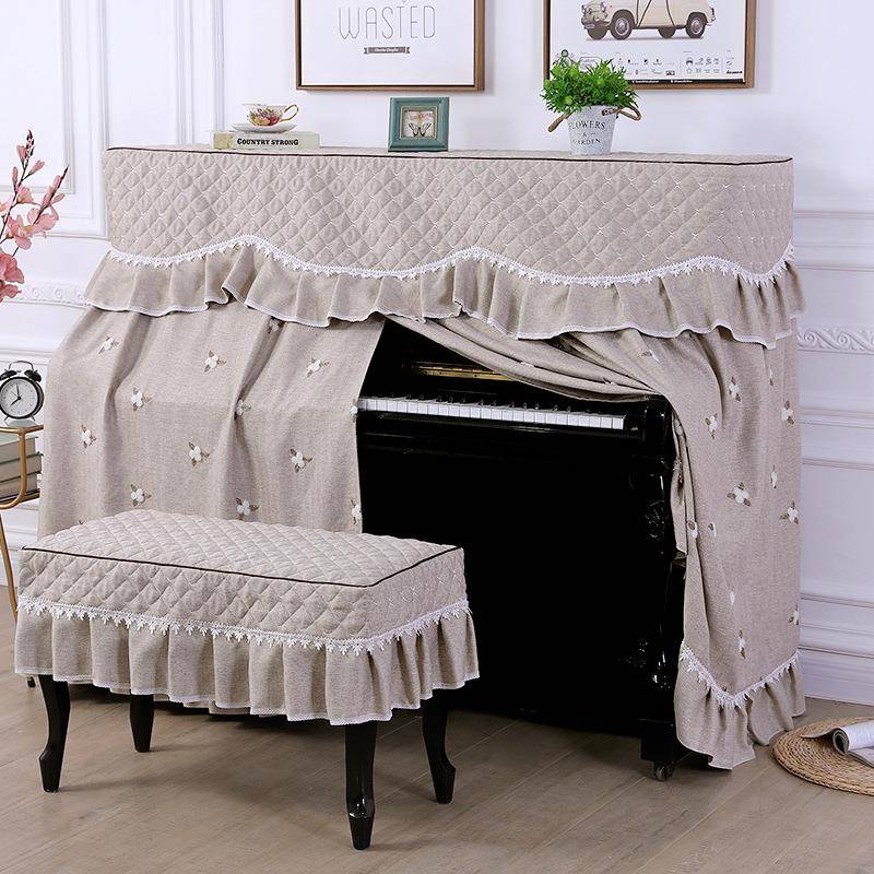 【折扣价】亚麻冰晶花钢琴罩钢琴套两件套