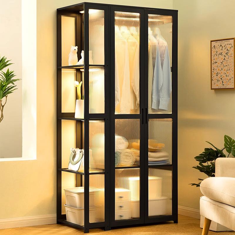 【折扣价】家用简易衣柜经济性出租房用挂衣区组装防尘货架式卧室