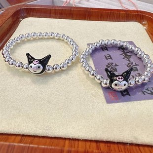 纯银库洛米手链儿童女孩串珠银饰女童银手链项链六一节礼物