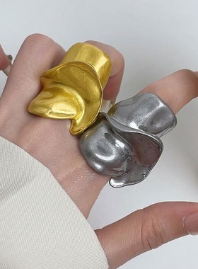 法式复古不规则金属质感戒指2024新款爆款轻奢高级感重工夸张指环
