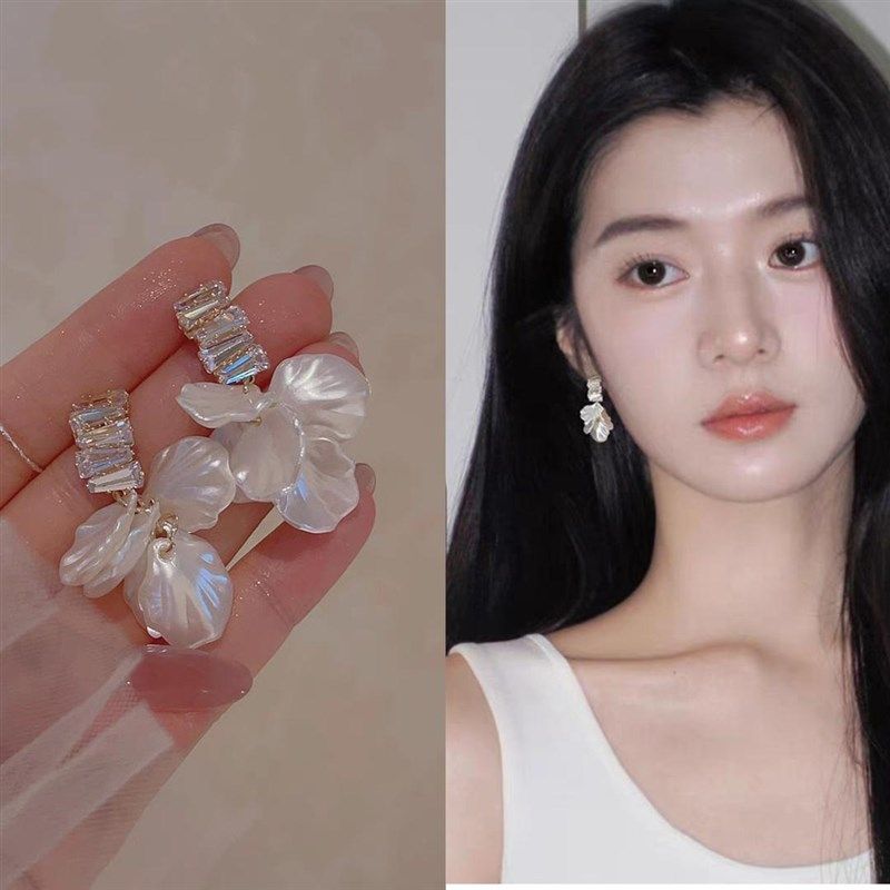 梦枕星河无耳洞法式花朵耳针气质耳坠蚊香盘耳夹白色花瓣精致,饰品/流行首饰/时尚饰品新,耳夹,淘宝优惠券,粉丝福利购,淘宝优惠卷
