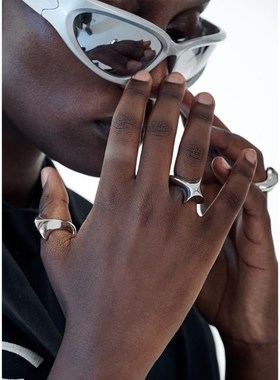 十字星亮面中性小众情侣对戒指手环